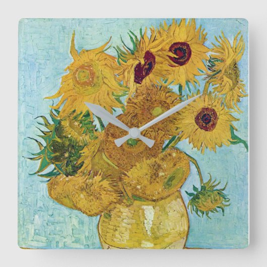 Vincent Willem van Gogh , “ Sunflowers ” Vierkante Klok (Voorkant)