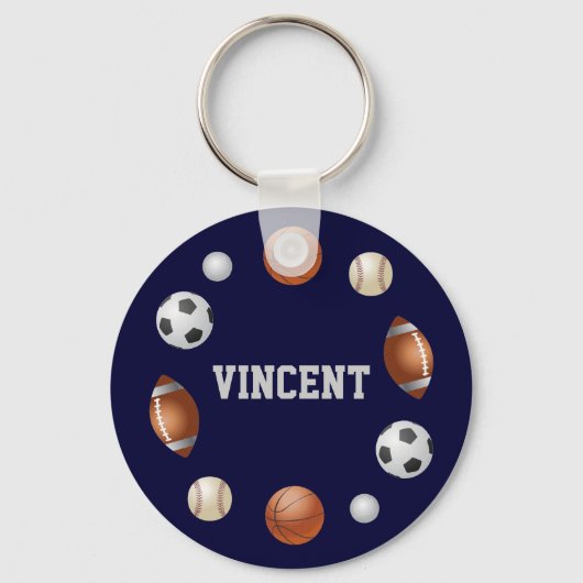 Vincent World of Sports Name Sleutelhanger - Navy  (Voorkant)