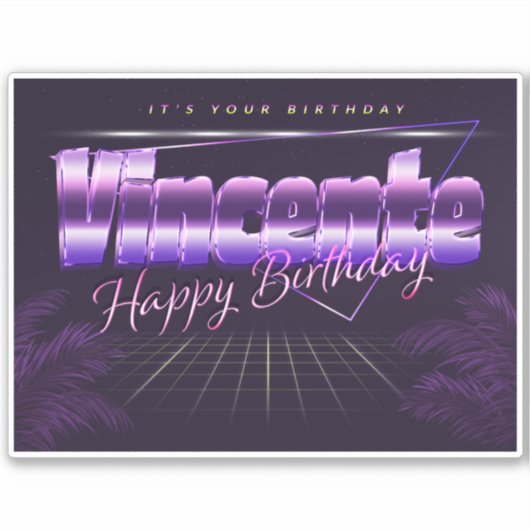 Vincente Name Vorname retro Sticker Geburtstag (Voorkant)
