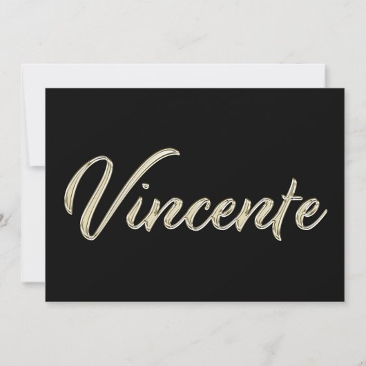 Vincente Name white gold Handwriting Karte Kaart (Voorkant)