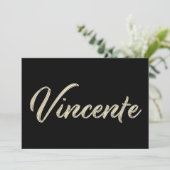 Vincente Name white gold Handwriting Karte Kaart (Staand voorkant)