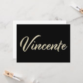 Vincente Name white gold Handwriting Karte Kaart (Voorkant / Achterkant in situ)