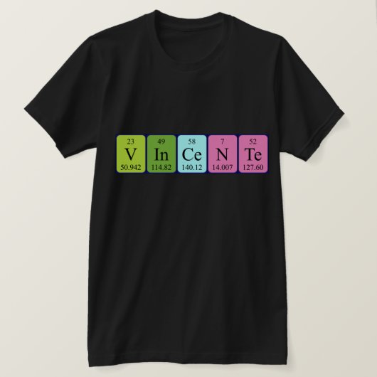 Vincente periodieke lijstnaam shirt (Design voorkant)