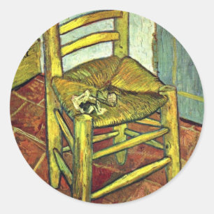 Vincent's stoel met pijp van Vincent van Gogh Ronde Sticker