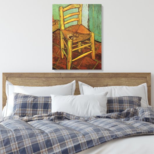 Vincent's stoel met zijn pijp van Vincent van Gogh Canvas Afdruk (Insitu (Slaapkamer))