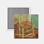 Vincent's stoel met zijn pijp van Vincent van Gogh Magneet (Voorkant / Achterkant)