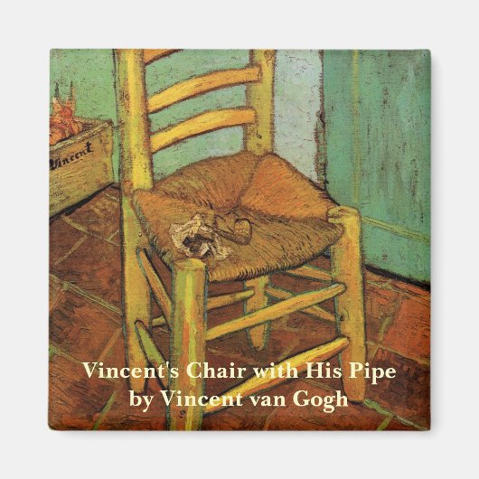 Vincent's stoel met zijn pijp van Vincent van Gogh Magneet (Voorkant)