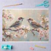 Vinchvogels op een Cherry Blossom Branch Decoupage Tissuepapier (Craft)