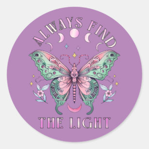 Vind altijd het Licht Mooie kleurrijke vlinder Ronde Sticker
