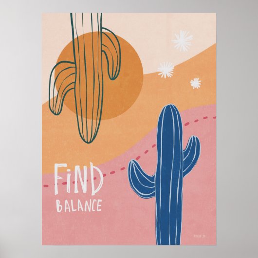 Vind balans Cactus minimalistisch Poster (Voorkant)