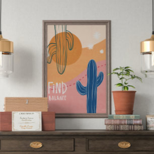 Vind balans Cactus minimalistisch Poster