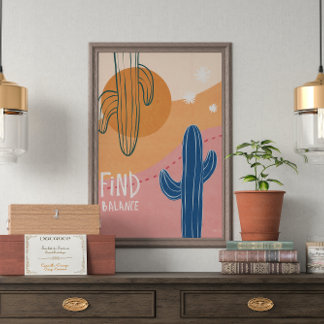 Vind balans Cactus minimalistisch Poster