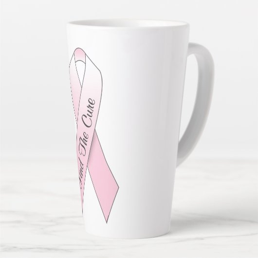 Vind de Cure Pink Ribbon Latte Mok (Rechterhoek)