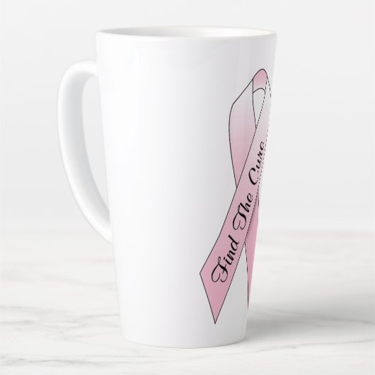 Vind de Cure Pink Ribbon Latte Mok (Linkerhoek)