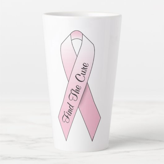 Vind de Cure Pink Ribbon Latte Mok (Voorkant)