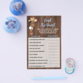 Vind de gast AA Cowboy Baby shower Game Kaart (Enkel)