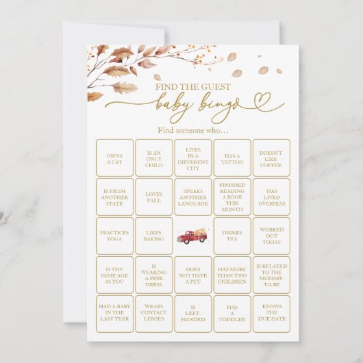 Vind de gast Baby bingo spel Kaart (Voorkant)