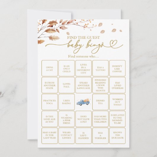 Vind de gast Baby bingo spel Kaart (Voorkant)