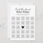 Vind de Gast Baby shower Bingo Game Kaart (Voorkant)
