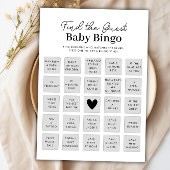 Vind de Gast Baby shower Bingo Game Kaart