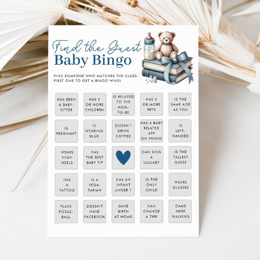Vind de Gast Baby shower Bingo Game Kaart