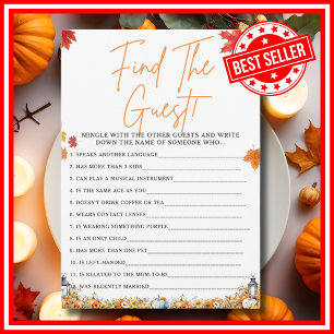 VIND DE GAST Baby Shower Spel LITTLE PUMPKIN Kaart