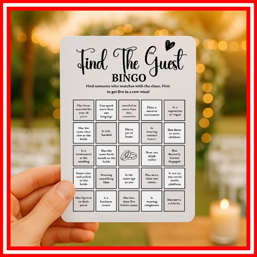 Vind De Gast Bingo Bruidsdouche Spel Modern Kaart