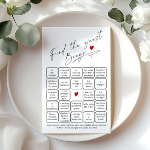 Vind de gast bingo Elegant script bruids spel