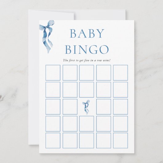 Vind de gast Bingo Game Bow Baby shower Kaart (Voorkant)