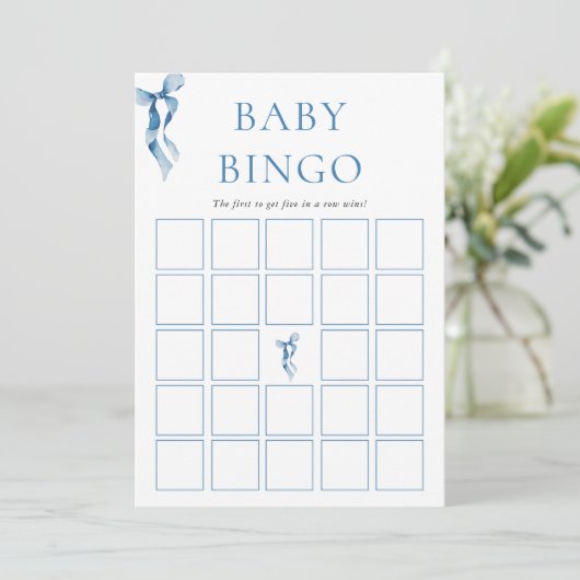 Vind de gast Bingo Game Bow Baby shower Kaart (Staand voorkant)