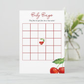 Vind de gast Bingo Game Cherry Baby shower Kaart (Staand voorkant)