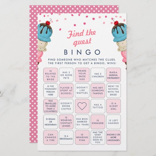 Vind de gast bingo Vrijgezellenfeest spel (Voorkant / Achterkant)