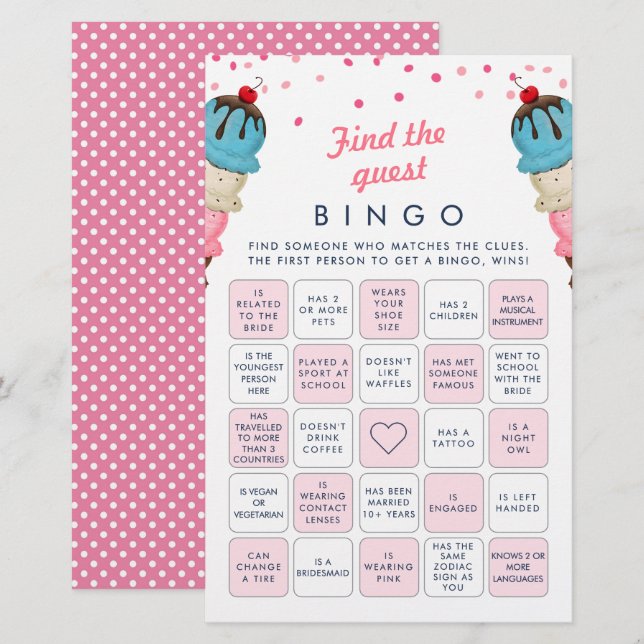 Vind de gast bingo Vrijgezellenfeest spel (Voorkant / Achterkant)