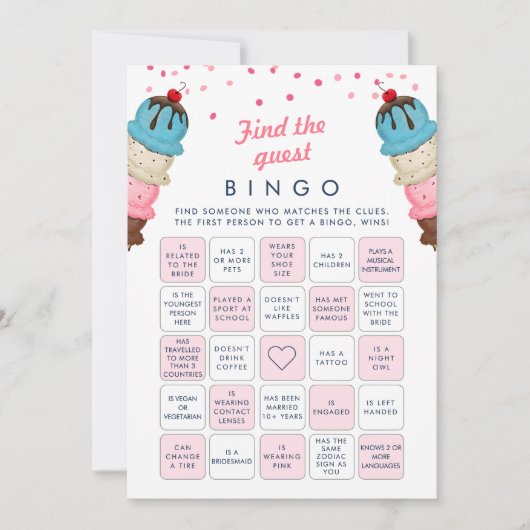 Vind de gast bingo Vrijgezellenfeest spel Kaart (Voorkant)