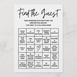 Vind de Gast Bruids Bruiloft BINGO Kaart Spel