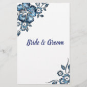 Vind de gast Bruidsdouche Spelkaart Blauwe Bloem Flyer (Achterkant)