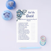 Vind de gast Bruidsdouche Spelkaart Blauwe Bloem Flyer (Enkel)