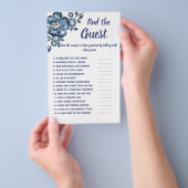 Vind de gast Bruidsdouche Spelkaart Blauwe Bloem Flyer (Hand)