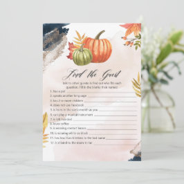 Vind de gast Herfst Pompoen Baby Shower Spelkaart Kaart