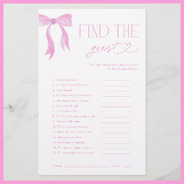 Vind de gast Pink Bow Vrijgezellenfeest spel