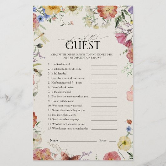 Vind de Gast Pressed Floral Vrijgezellenfeest Game (Voorkant)