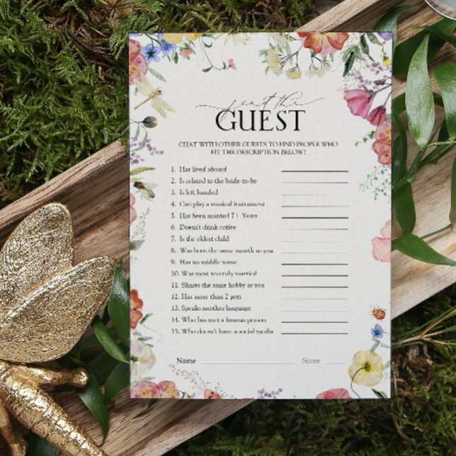 Vind de Gast Pressed Floral Vrijgezellenfeest Game (Bridal Shower Game!)