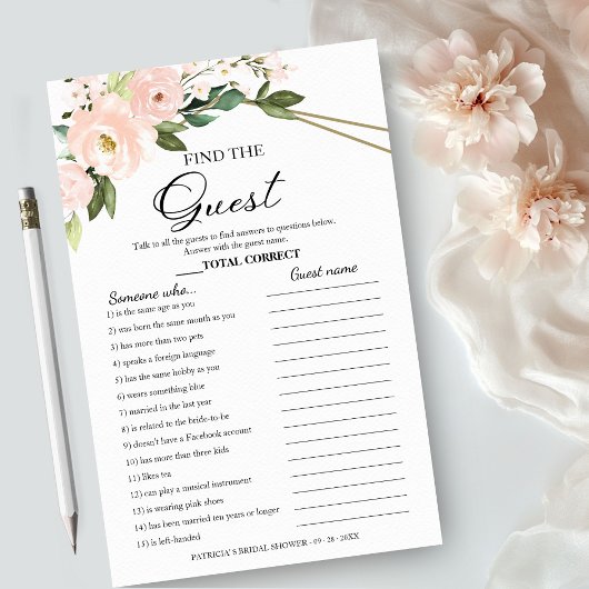 Vind De Gast Spel Bloem Bruiloft Feest Flyer