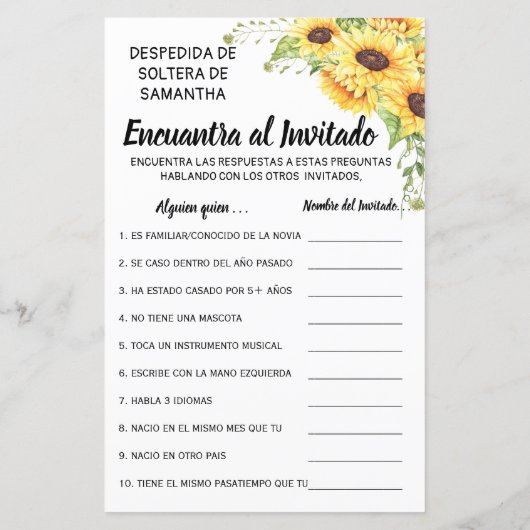 Vind de gast vrijgezellenfeest engels spaans spel (Achterkant)