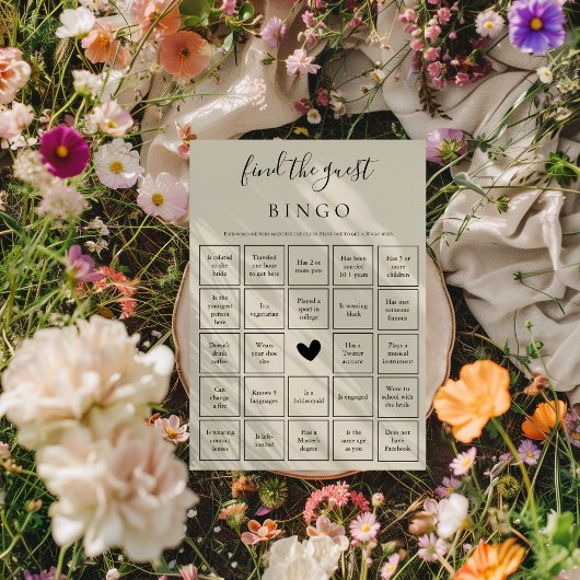 Vind de Guest Bingo Game Vrijgezellenfeest Kaart