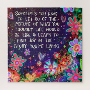 Vind de Joy Modern Quote Floral Inspirvity Fun Legpuzzel