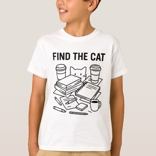 Vind De Kat – Optische Katpuzzel T-shirt (Voorkant)