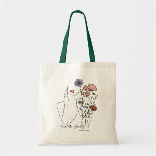Vind de schoonheid in alledaagse Inspirerend quote Tote Bag (Voorkant)
