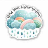 Vind de Silver Lining Rainbow Sticker (Voorkant)