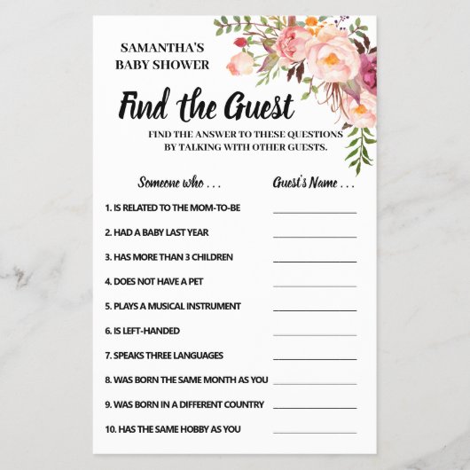 Vind de tweetalige spelkaart van het gastbaby show flyer (Voorkant)